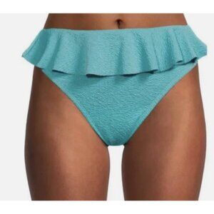 Time & Tru High Waist Ruffle Cheeky Bikini Swim Bottom Aqua Blue 1X 16-18 NWT
